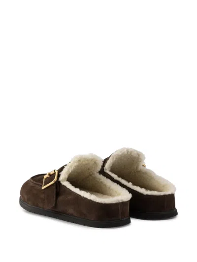 Prada Suede Leather Flat Mules In Multi