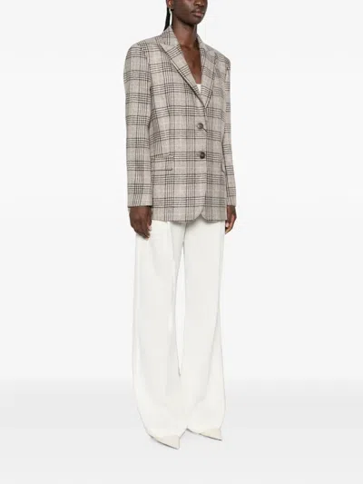 Twinset Twin-set Check-pattern Notched-lapels Jacket In White
