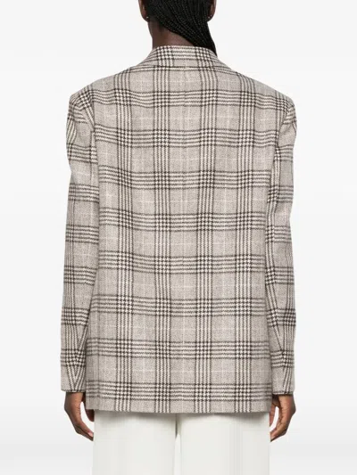 Twinset Twin-set Check-pattern Notched-lapels Jacket In White