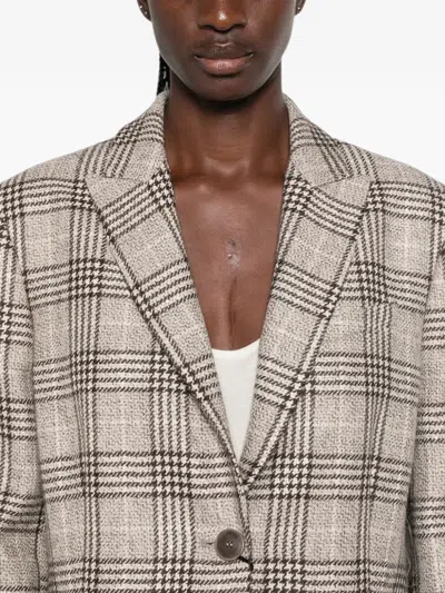 Twinset Twin-set Check-pattern Notched-lapels Jacket In White