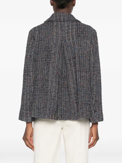 Niū Check-pattern Double-breasted Jacket In Blue