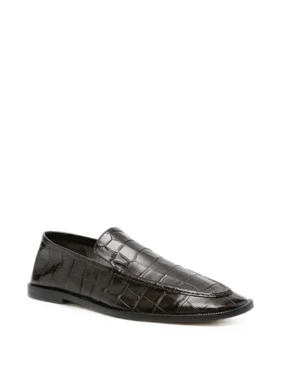 Alysi Croc-effect Leather Loafers In Black
