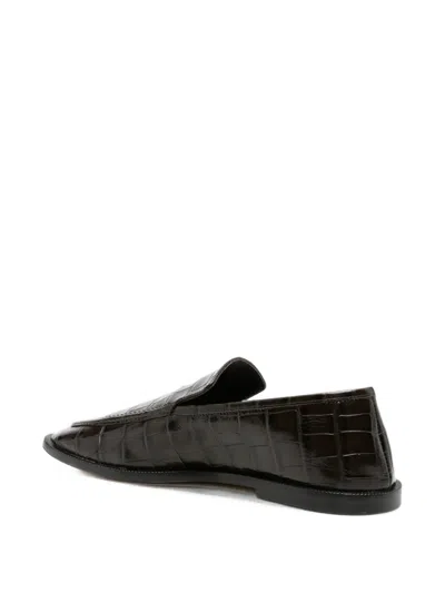 Alysi Croc-effect Leather Loafers In Black