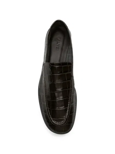 Alysi Croc-effect Leather Loafers In Black
