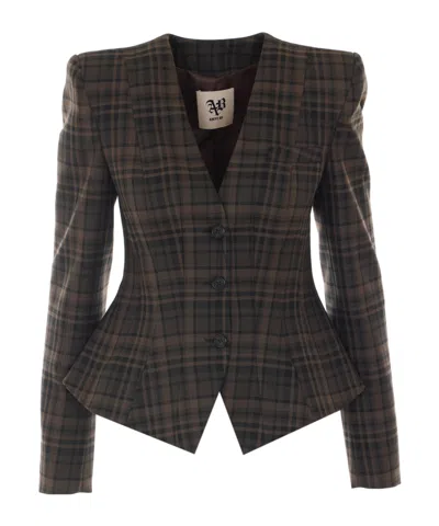 Aniye By Mini Noa Check-pattern Blazer In Brown