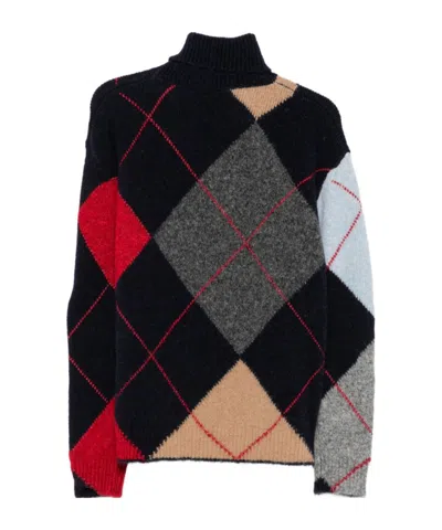 Semicouture Patterned High-neck Sweater In Multi