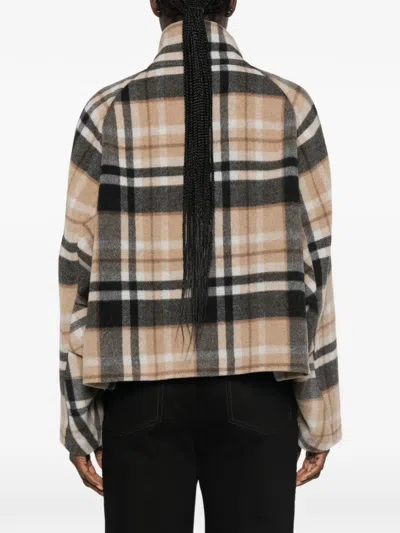 Pinko Double-layered Check-pattern High-neck Coat In Multi