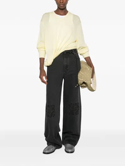 Loewe V-neck Draped Sweater In Neutral
