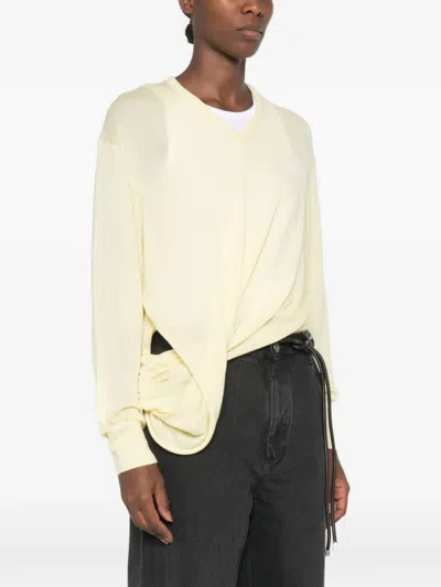 Loewe V-neck Draped Sweater In Neutral