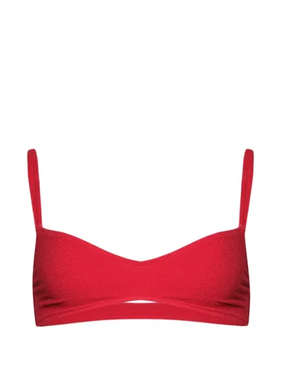 Bondeye Mae Crop Bikini Top In Red