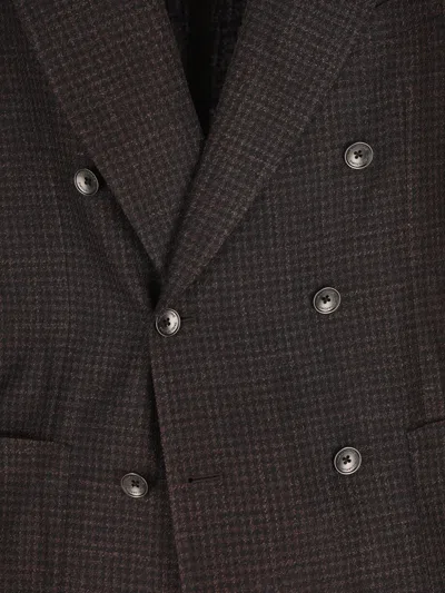 Tagliatore Double-breasted Micro-check Jacket In Multi