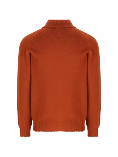 Tagliatore Button-placket Spread-collar Sweater In Brown