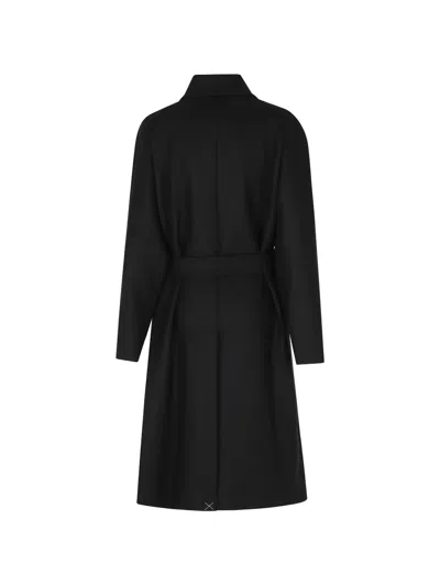Fay Belted Single-vent Coat In Black