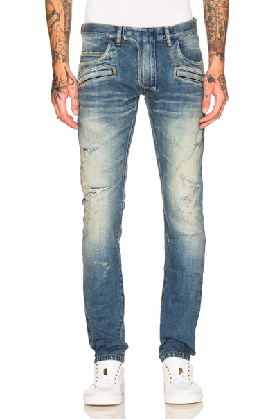 Shop Balmain 5 Pocket Jeans In Blue