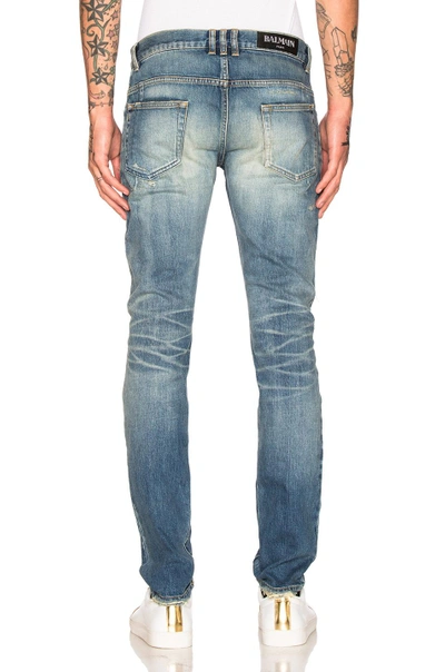 Shop Balmain 5 Pocket Jeans In Blue