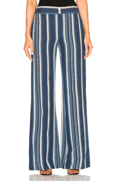 Shop Chloé Chloe Striped Canvas Trousers In Blue