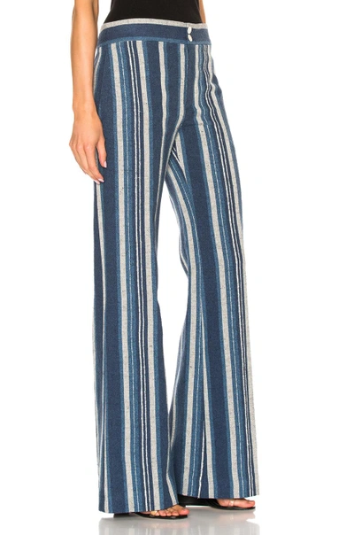 Shop Chloé Chloe Striped Canvas Trousers In Blue