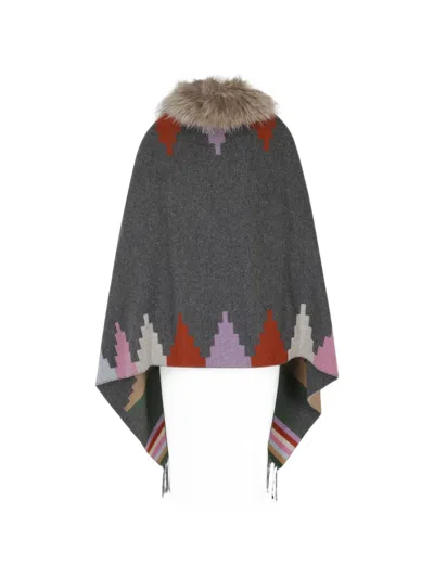 Bazar Deluxe Geometric-pattern Poncho In Multi