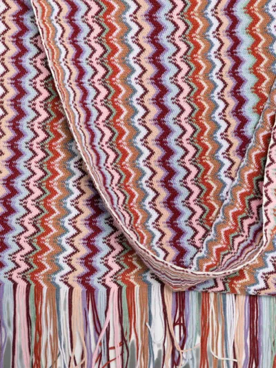 Missoni Zig-zag Pattern Fringed Scarf In Multi