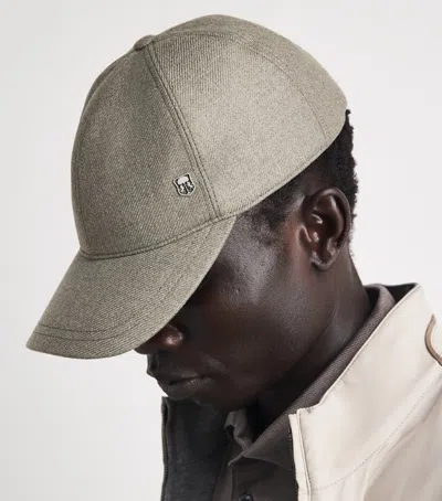 Corneliani Virgin Wool Crest Baseball Cap In Gray