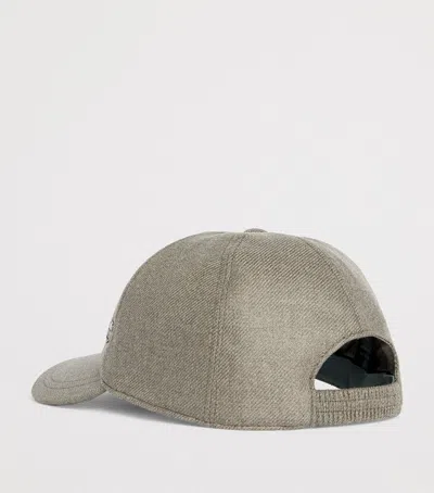 Corneliani Virgin Wool Crest Baseball Cap In Gray