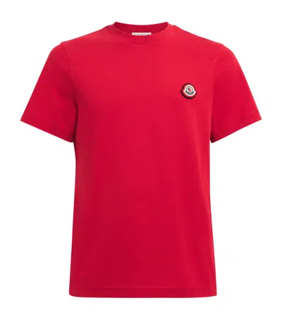 Moncler Logo Cotton Jersey T-shirt In Red