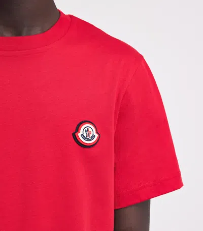 Moncler Logo Cotton Jersey T-shirt In Red