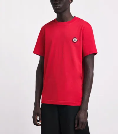 Moncler Logo Cotton Jersey T-shirt In Red