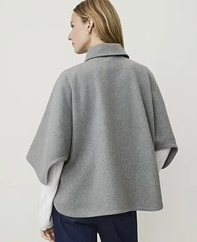 Ann Taylor Weekend Collared Poncho In Dark Heather Grey