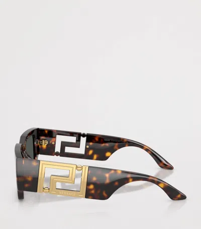 Versace Greca Maxi Rectangle Sunglasses In Brown