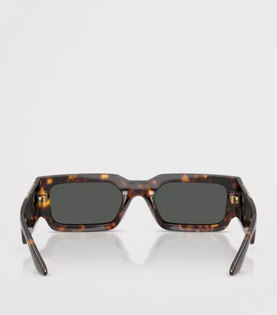 Versace Greca Maxi Rectangle Sunglasses In Brown