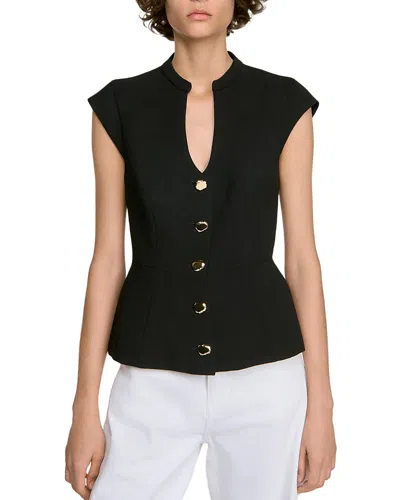 Sandro Sleeveless Button-fastening Top In Black