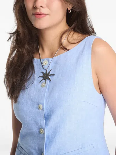 Samsoe & Samsoe Button-up Sleeveless Jacket In Blue