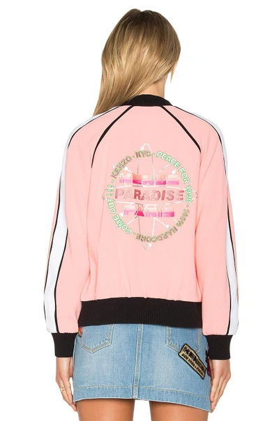 Shop Kenzo Crepe Back Satin Bomber Jacket In Pink.  In Flamingo Pink