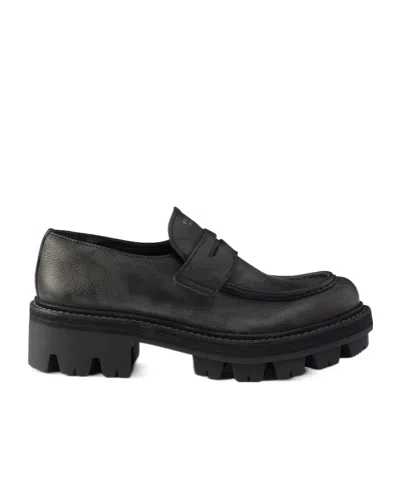 Prada Leather Loafers In Multi