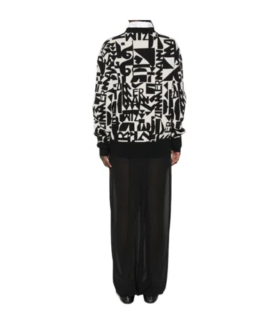 Zimmermann Logo-intarsia Knitted Sweater In Black