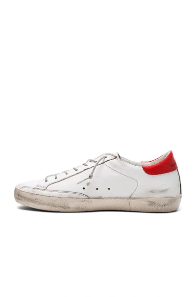 Shop Golden Goose Leather Superstar Low Sneakers In White.  In White & Red