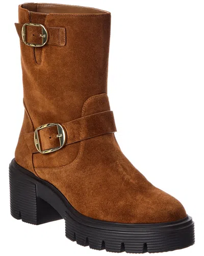 Stuart Weitzman Soho Moto Suede Bootie In Multi