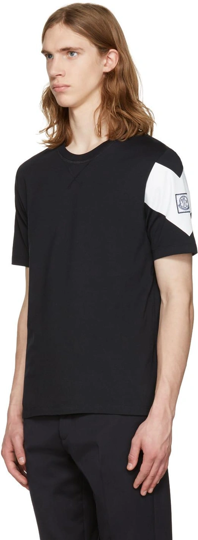 Shop Moncler Navy Sleeve Detail T-shirt