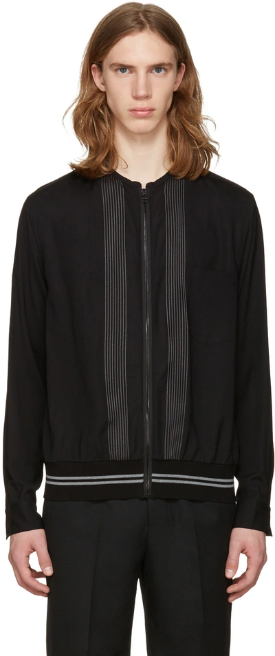 Lanvin Men's Embroidered Zip-up Shirt Jacket In Black