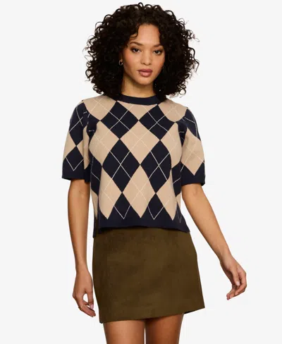 Sanctuary Petite Perfect Semi-cropped Pull-on Sweater T-shirt In Blue