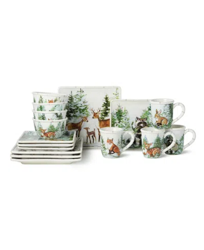 Certified International Winter Cabin 16pc Dinnerware Set In Green
