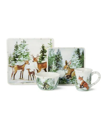 Certified International Winter Cabin 16pc Dinnerware Set In Green