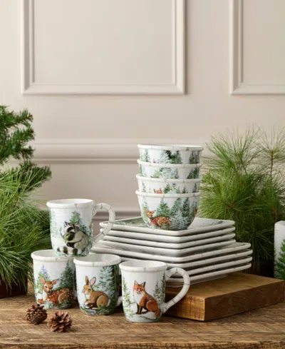 Certified International Winter Cabin 16pc Dinnerware Set In Green