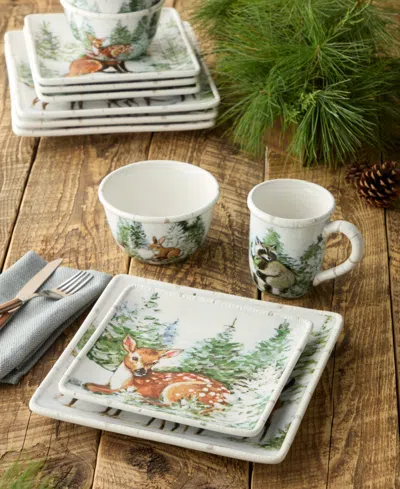 Certified International Winter Cabin 16pc Dinnerware Set In Green
