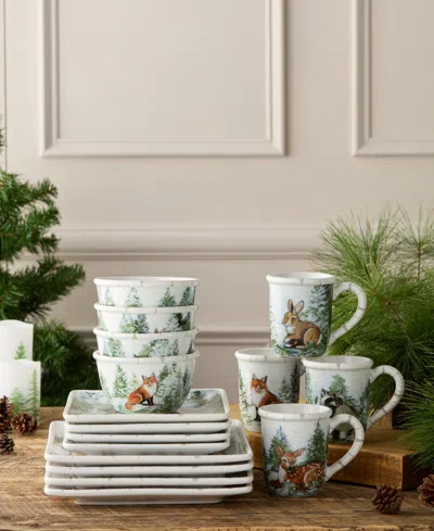 Certified International Winter Cabin 16pc Dinnerware Set In Green