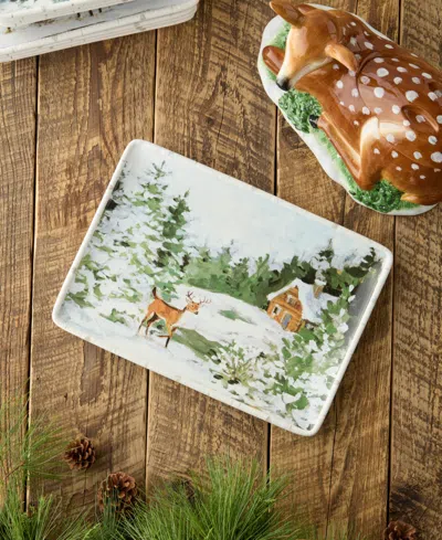 Certified International Winter Cabin Rectangular Platter In Multi