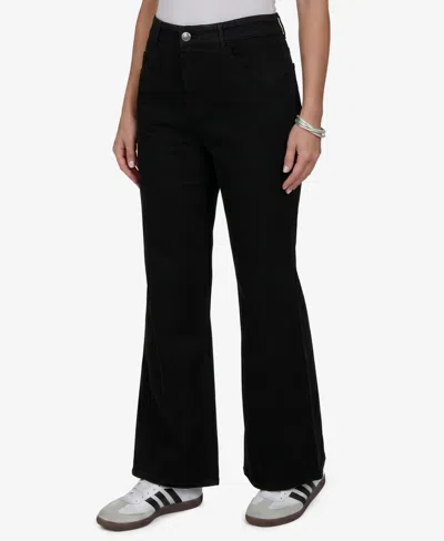 Ruby Rd. Petite Mid-rise Flare Denim Jeans In Black