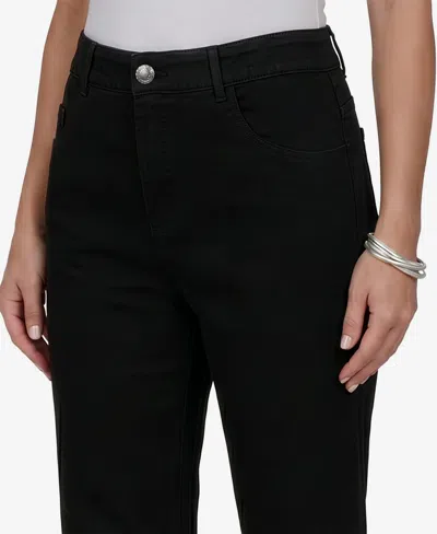 Ruby Rd. Petite Mid-rise Flare Denim Jeans In Black