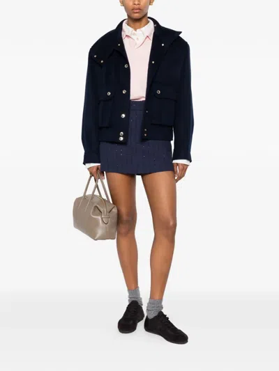 Sandro Double-faced Standing Collar Coat In Black